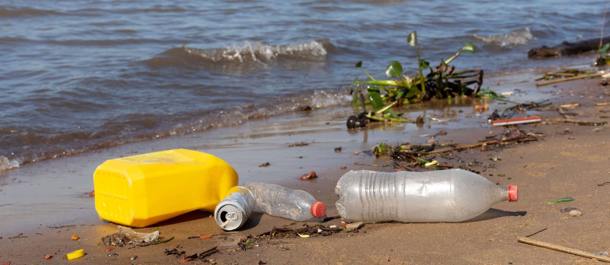 plastics on a beach